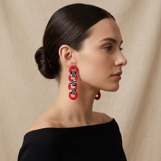 Coral Chain Statement Earrings - vibrant African-inspired chain earrings by Tinkers