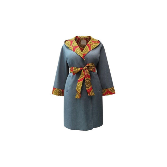 2-in-1 Long Sleeve Hooded African Print Coat - ironing