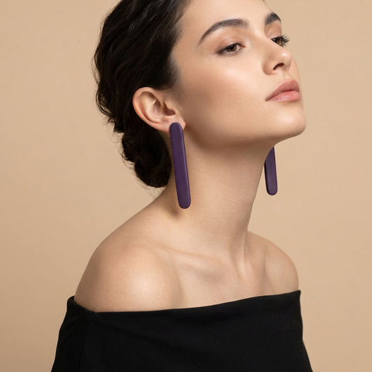 Royal Plum Bar Earrings - handcrafted purple statement earrings by Tinkers