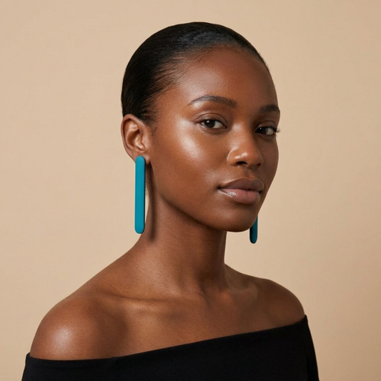 Ocean Teal Bar Earrings - handcrafted teal statement earrings by Tinkers