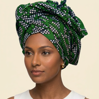 Forest Green Checkered Ankara Headwrap