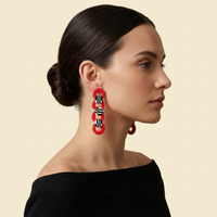 Coral Chain Statement Earrings