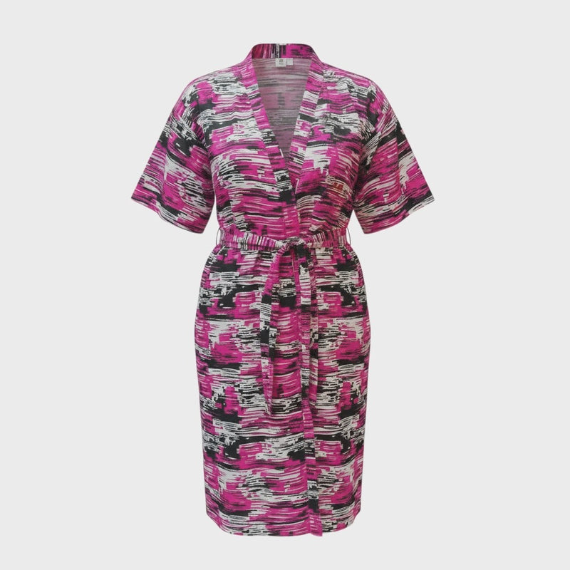 Fuchsia African print kimono wrap dress - handcrafted statement clothing South Africa