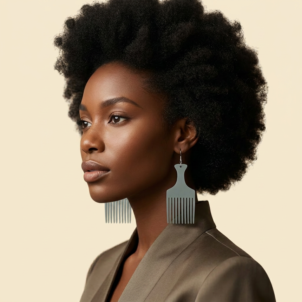 Mist Grey Heritage Comb Earrings on cream background