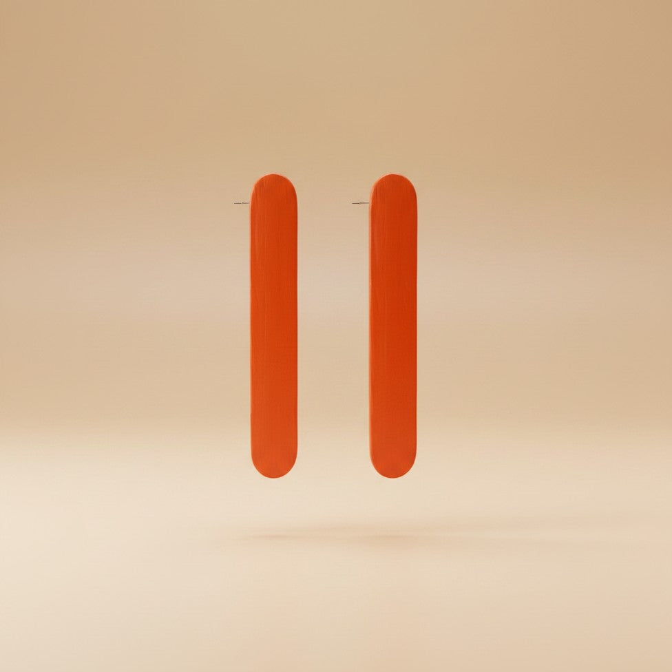 Sunset Terracotta Bar Earrings - handcrafted orange statement earrings by Tinkers