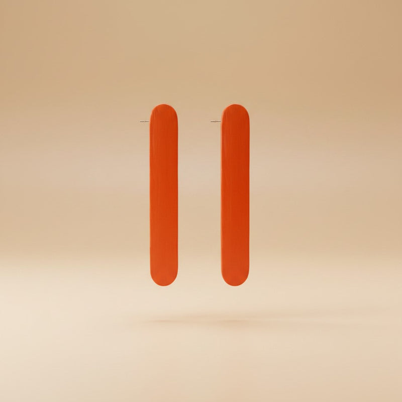 Sunset Terracotta Bar Earrings - handcrafted orange statement earrings by Tinkers