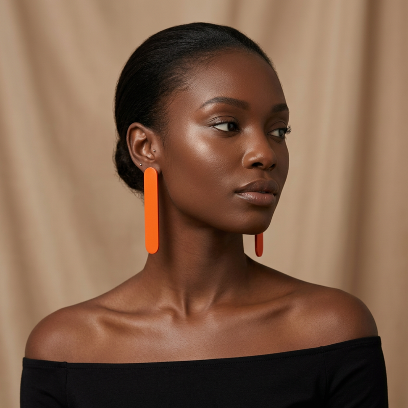 Sunset Terracotta Bar Earrings - handcrafted orange statement earrings by Tinkers