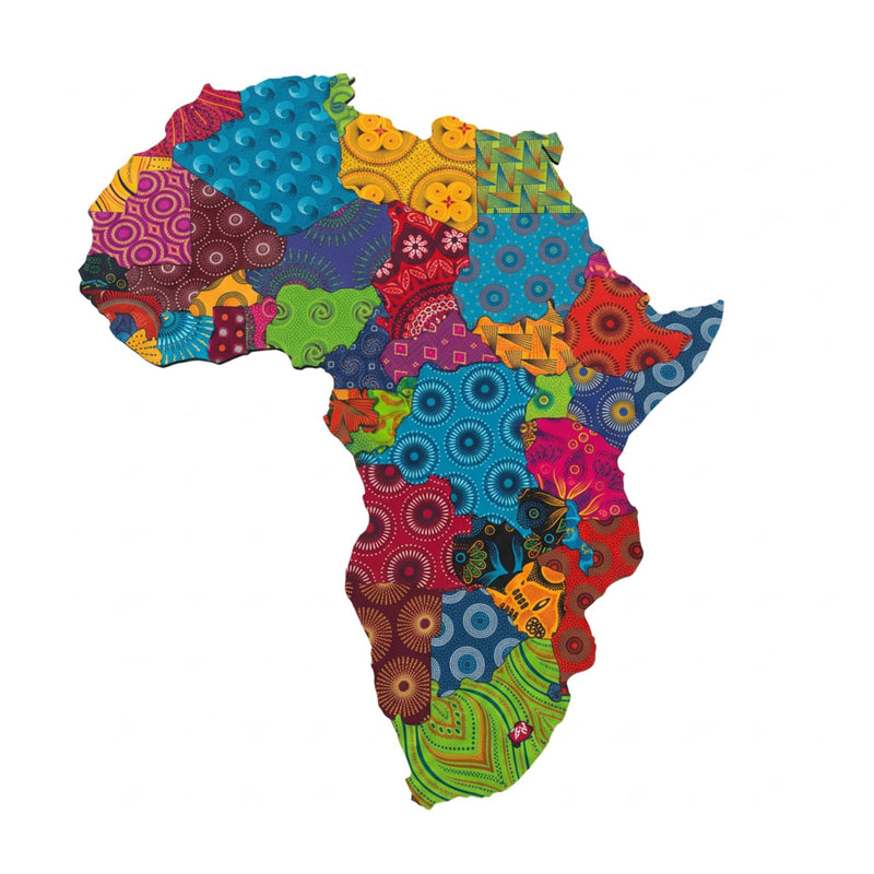 Shweshwe Africa Wall Map Puzzle gift box close-up - engraved branding