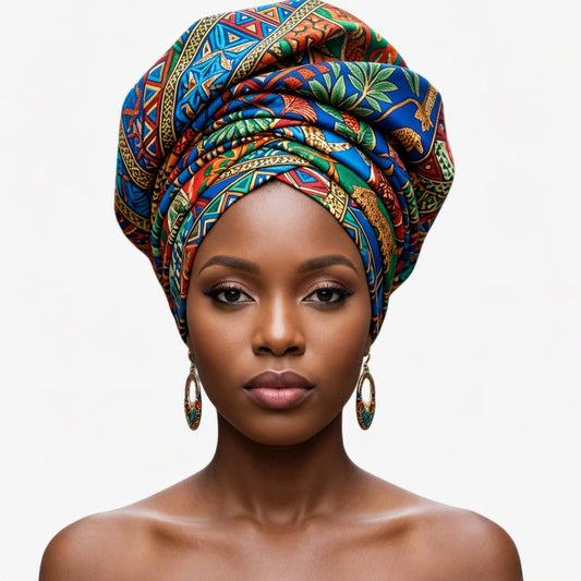 Wildlife Ankara Gele - multicolor African nature print headwrap by Tinkers