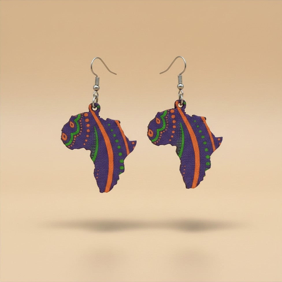 Africa Heritage Map Earrings - handcrafted Africa-shaped statement earrings by Tinkers
