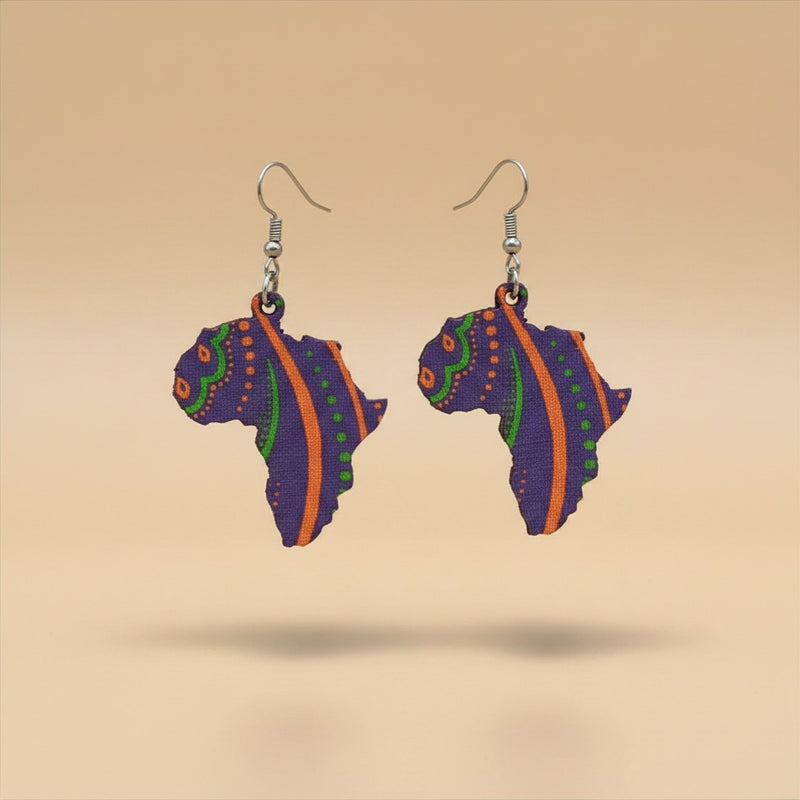Africa Heritage Map Earrings - handcrafted Africa-shaped statement earrings by Tinkers