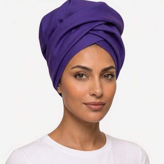 Royal Purple Crossover Turban - solid minimalist African headwrap by Tinkers