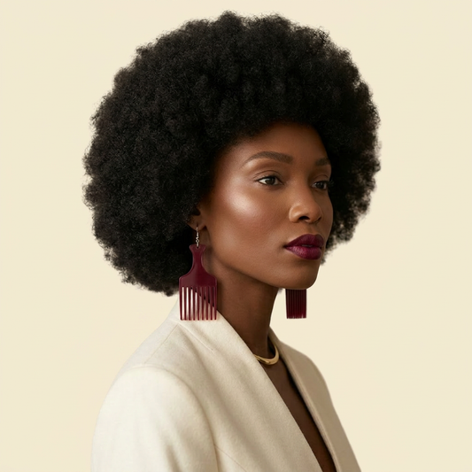 Burgundy Heritage Comb Earrings on cream background