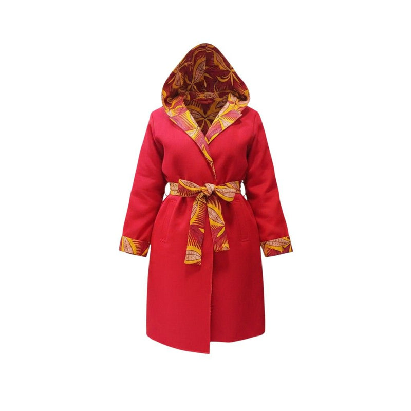 2-in-1 Long Sleeve Coat - Red, ghost mannequin