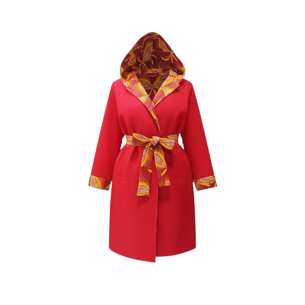 2-in-1 Long Sleeve Coat - Red, laid flat