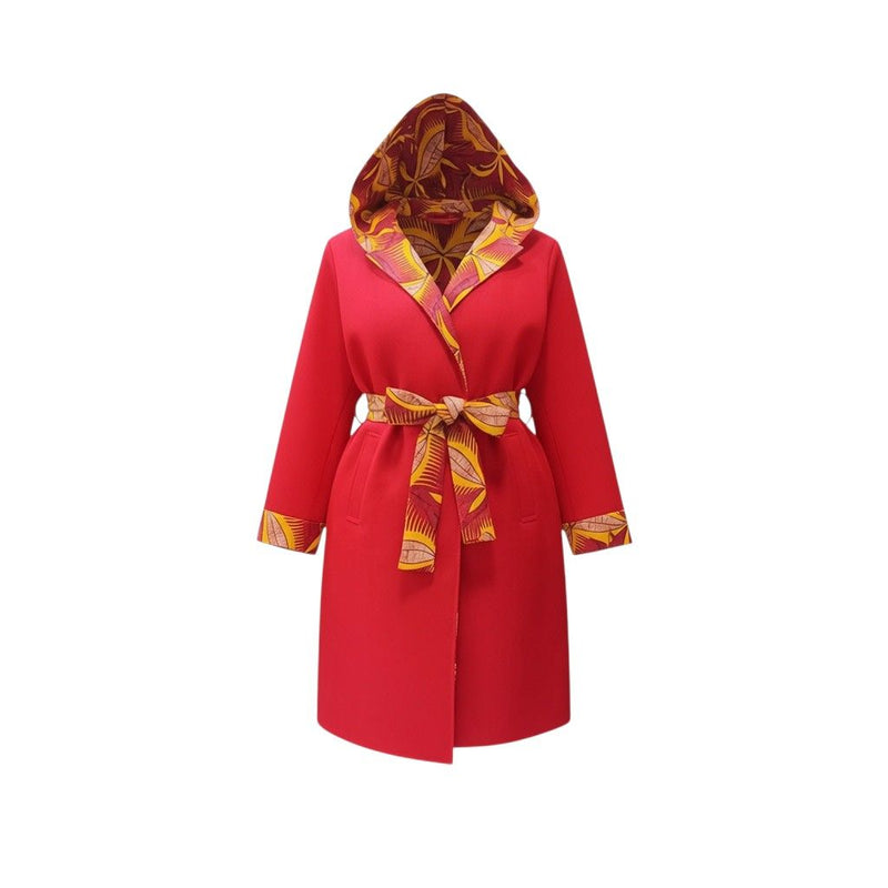 2-in-1 Long Sleeve Coat - Red, laid flat