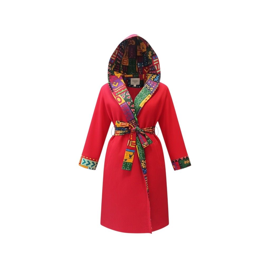 2-in-1 Long Sleeve Coat - Red, laid flat