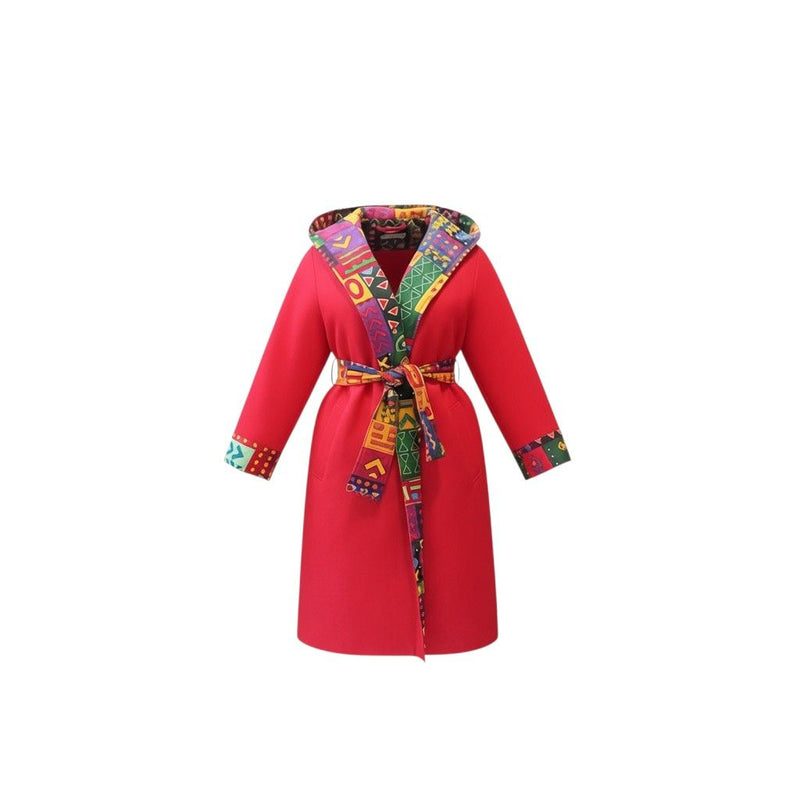 2-in-1 Long Sleeve Coat - Red, laid flat detail
