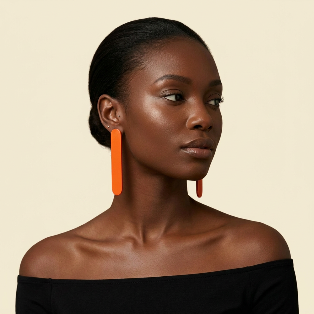 Sunset Terracotta Bar Earrings on cream background
