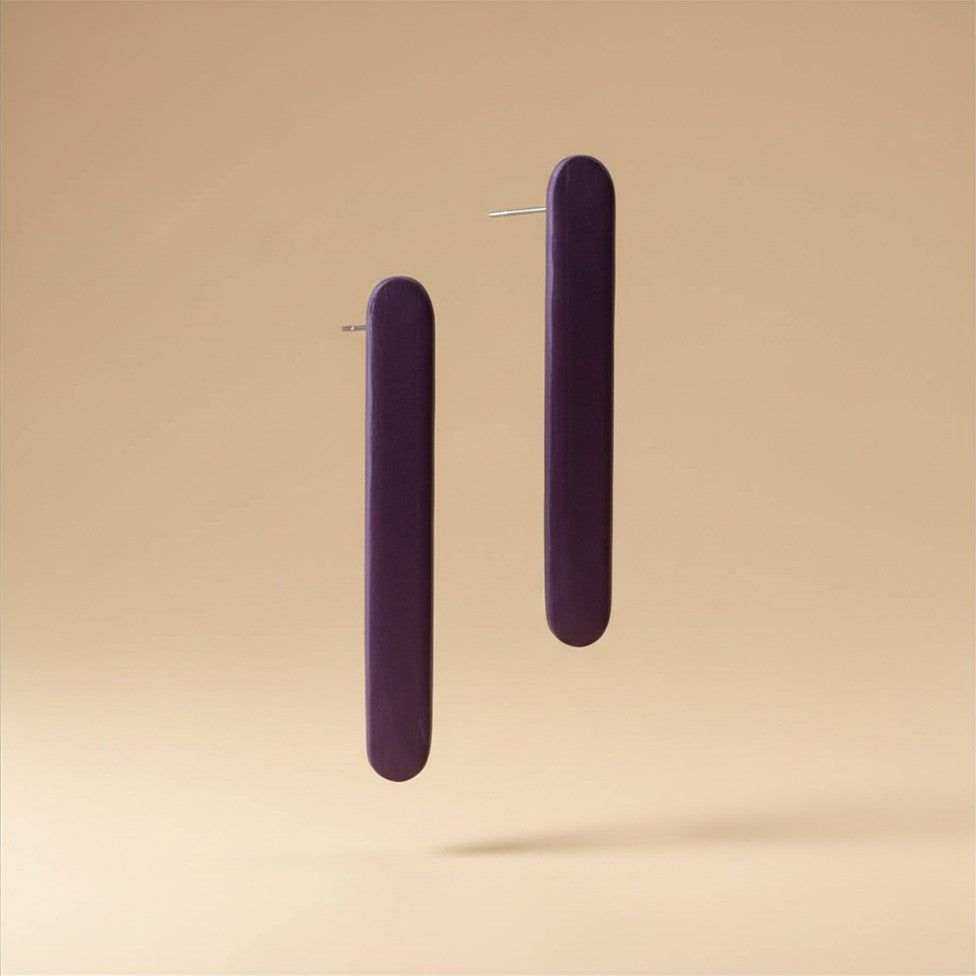 Royal Plum Bar Earrings - handcrafted purple statement earrings by Tinkers