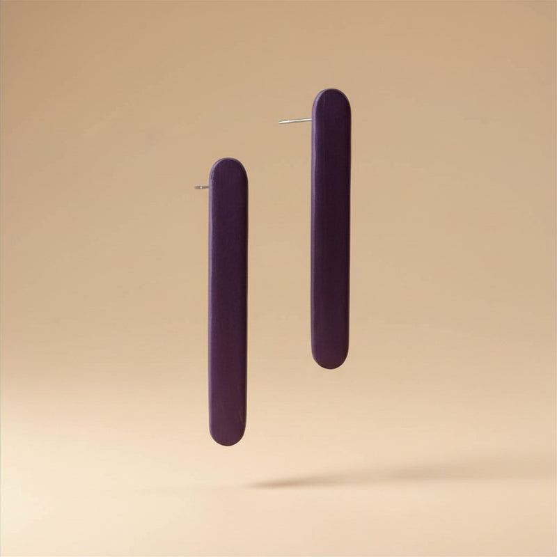 Royal Plum Bar Earrings - handcrafted purple statement earrings by Tinkers