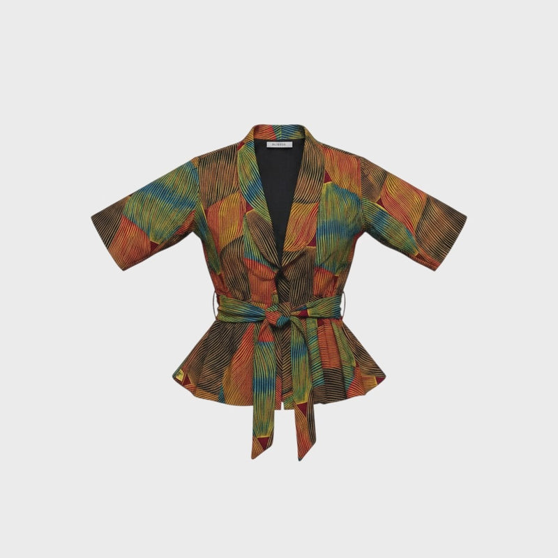 Tinkers Tail - African Ankara print kimono wrap top with peplum hem and self-tie waist - handcrafted statement clothing South Africa