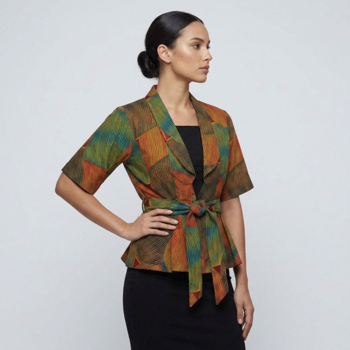 Tinkers Tail - African Ankara print kimono wrap top with peplum hem and self-tie waist - handcrafted statement clothing South Africa