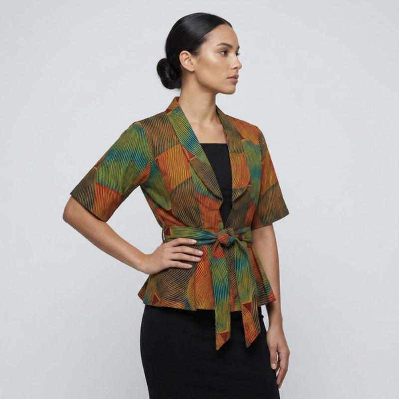 Tinkers Tail - African Ankara print kimono wrap top with peplum hem and self-tie waist - handcrafted statement clothing South Africa